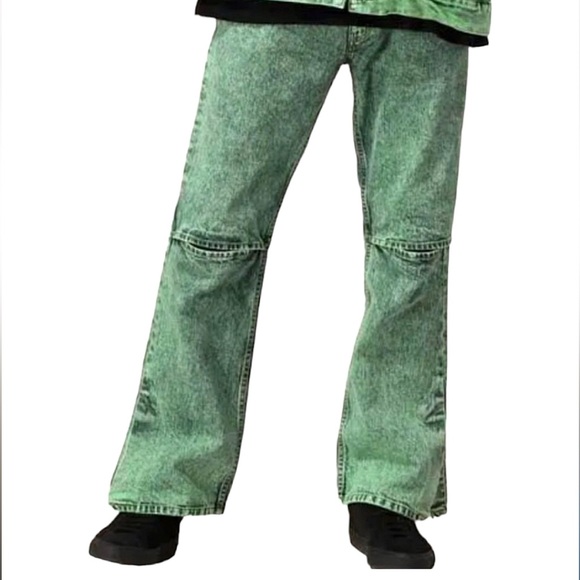 NWT $479 JieDa Jeans Made in Japan Slit Denim Pants Chemical Mint Green - Picture 2 of 8